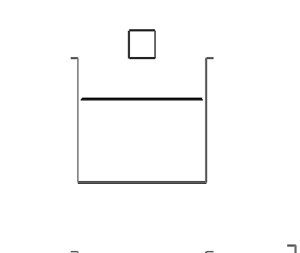 Cube falling into a recipient with water. The cube is modelled as a rigid solid. Motion of the cube and free surface positions at different time steps.