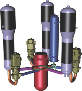 The reactor coolant system (RCS) of three loops.