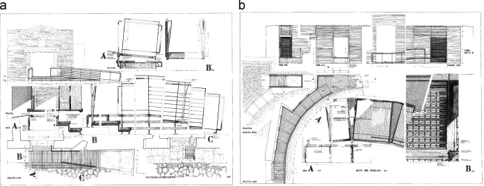 (a and b) Schematics of the catwalks, ramps, and stairs along the visiting path.