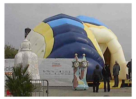 Front view of the inflated Gaudi Institute Exhibition pavilion