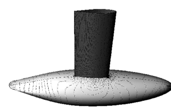 E0D0 8kn. Pressure contours on bulb